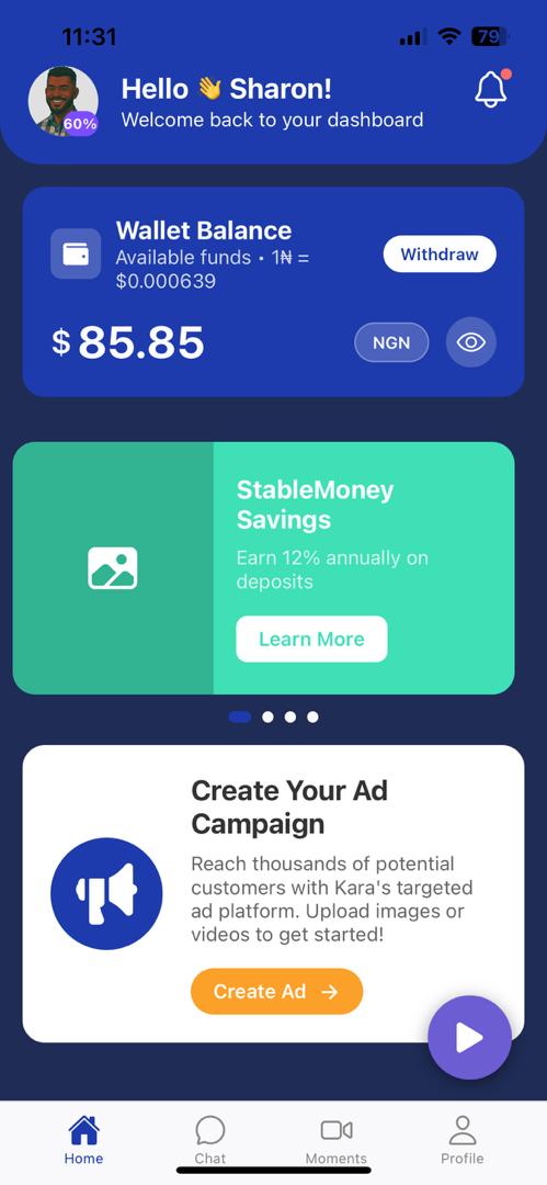 KaraAds Mobile App Interface
